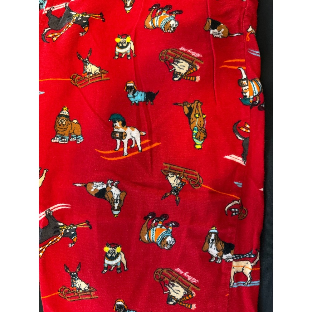 Old Navy Mens Red Flannel Dog Skiing Pajama Pants XL Holiday Winter Lounge